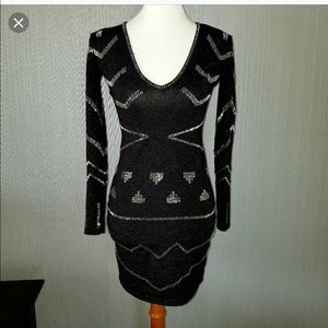 Vintage Moda International sweater black dress with embellishments size S NWOT